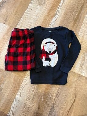 Carter's Navy Top with Red & Black Buffalo Plaid Pajama Set